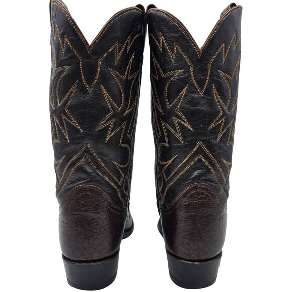Vintage Tony Lama Exotic Caribou Brown Cowboy Boots Western Mens 10E Gold Label - Picture 3 of 16